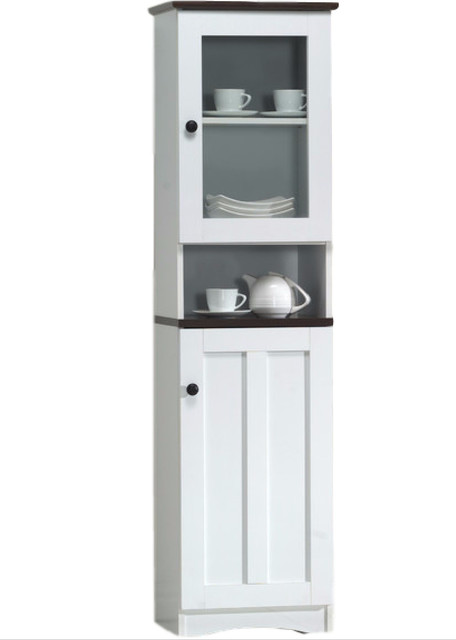 Lauren 2 Tone White And Dark Brown Buffet And Hutch Kitchen Cabinet