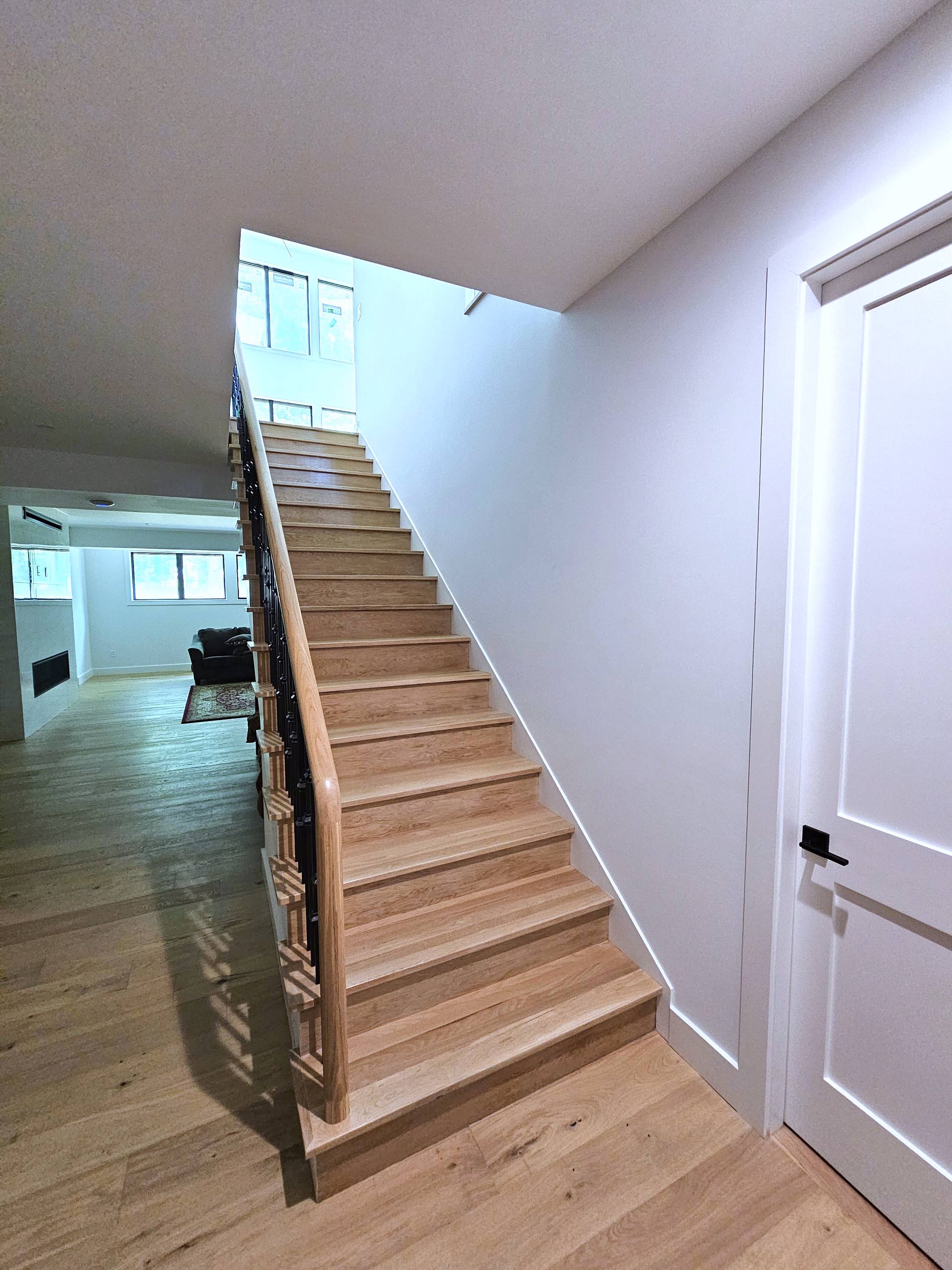 120_Luxurious White Oak Stair with Iron Balusters, Great Falls, 22066