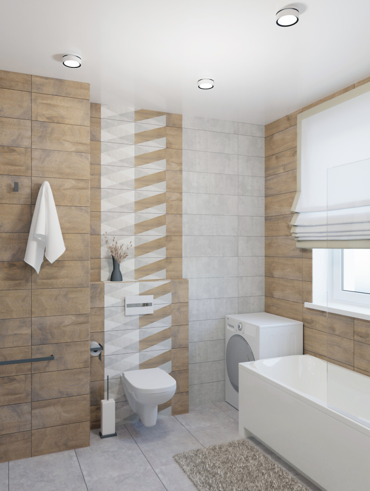 Idée de décoration pour une salle de bain design de taille moyenne.
