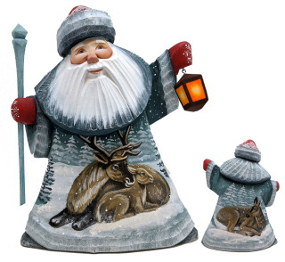 Moose Father Frost Santa Wood Woodcarved Figurine Traditional Holiday Accents And Figurines By G Debrekht