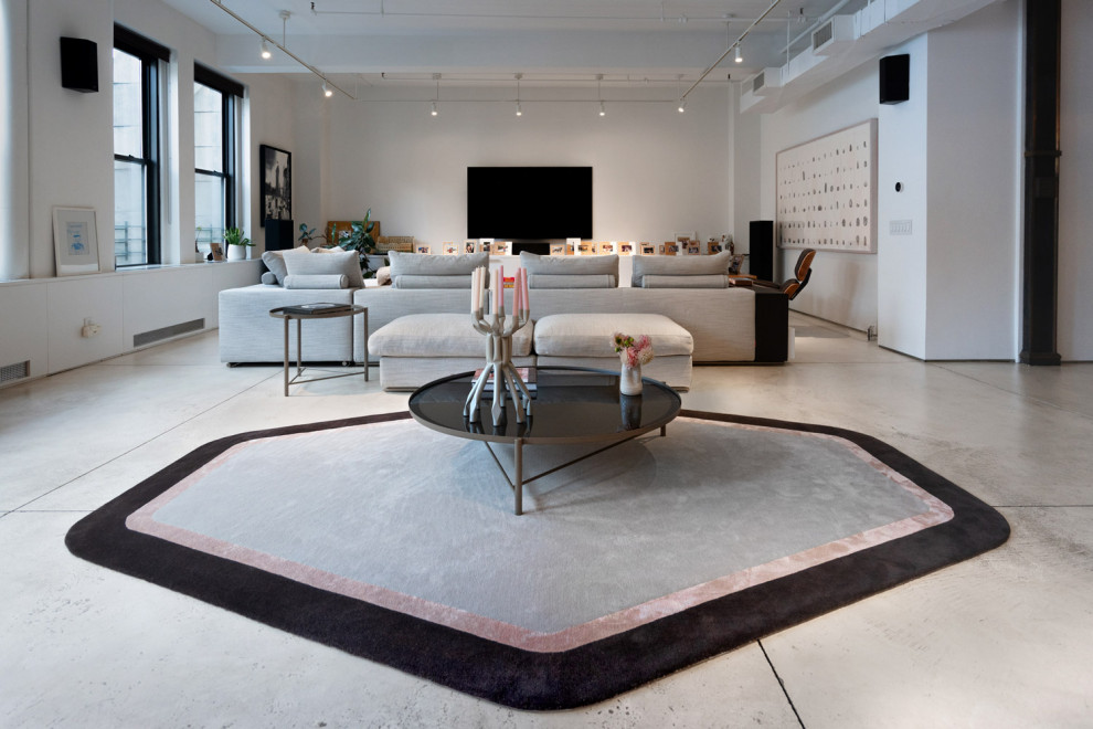 Design ideas for a medium sized modern mezzanine living room in New York.