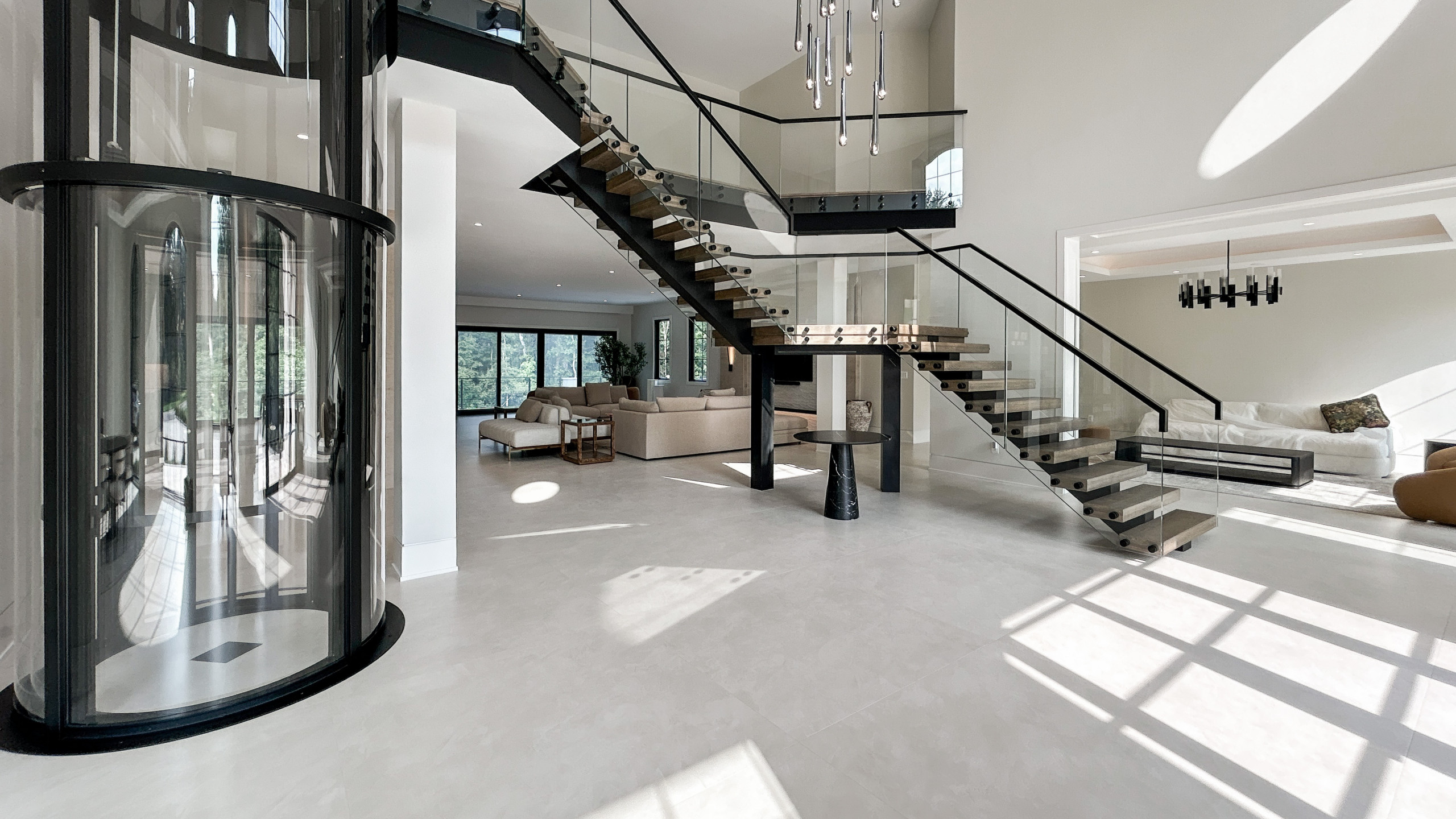 Project #159 | Modern Foyer Stair with Stand-off Glass Railing