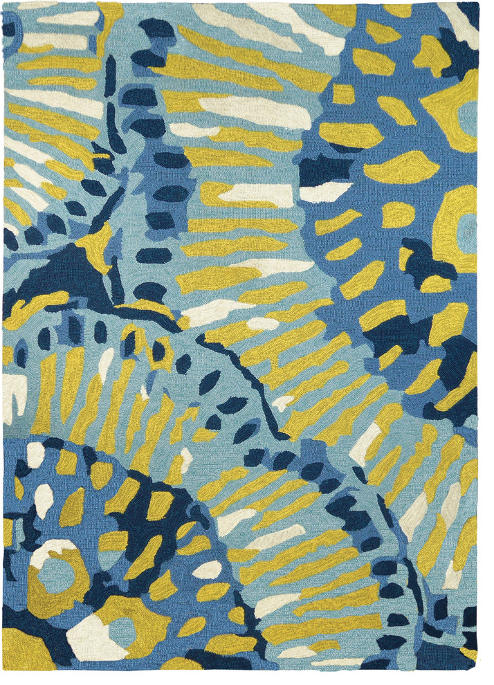 Homefires Gloriosa Blue Floral Indoor Outdoor Area Rug, 5'x7