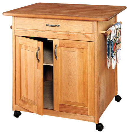 Catskill Craftsmen Big Island Butcher Block Kitchen Cart in Natural Finish - Transitional ...
