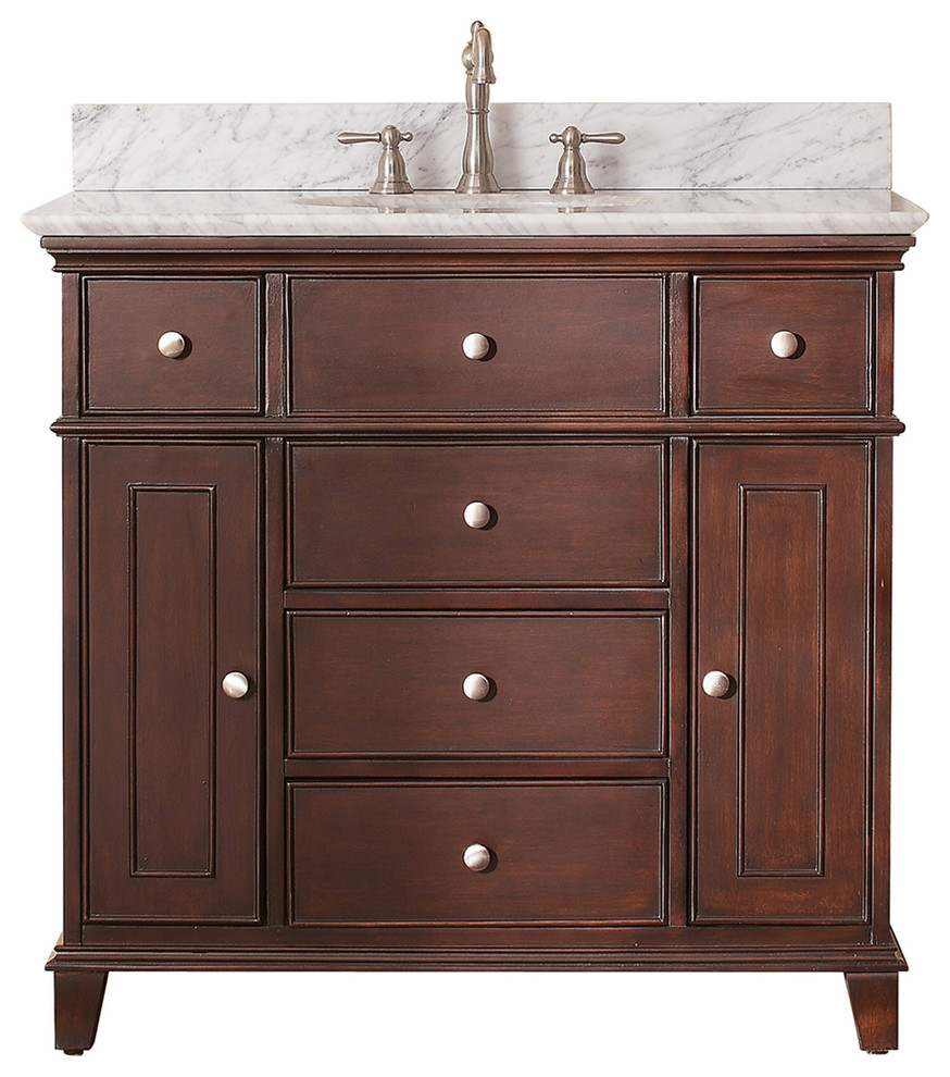 Avanity Windsor 37" Vanity in Walnut finish Transitional Bathroom
