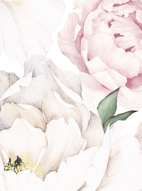 Peony Flower Mural Wall Art Wallpaper, Peel and Stick - Contemporary - Wallpaper - by Simple