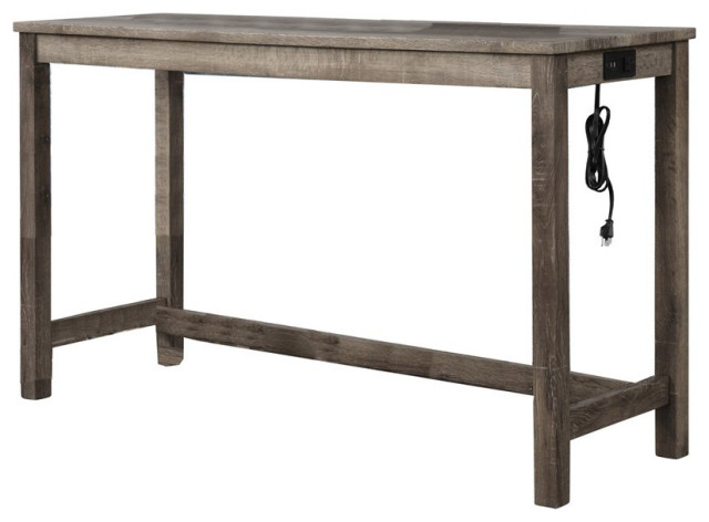 Best Master Furniture Yosef Rectangular Transitional Wood Bar Table in Oak