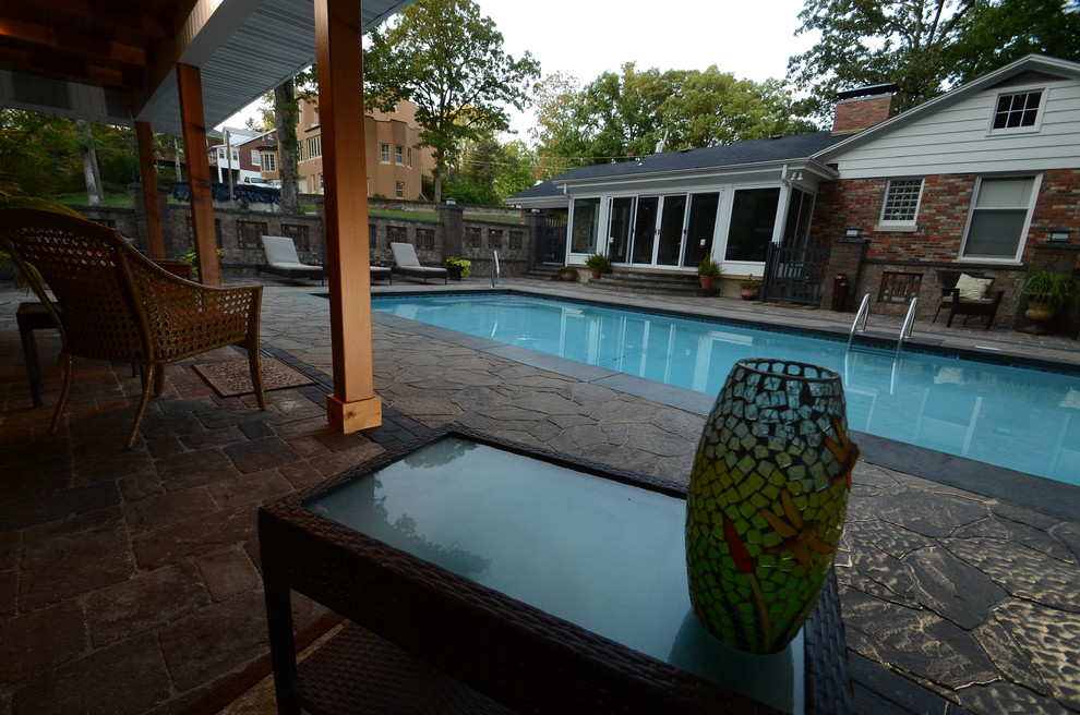 Inspiration for a rustic backyard concrete paver home design remodel