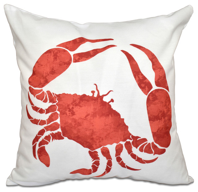 Crab, Animal Print Pillow - Beach Style - Decorative Pillows - by E by Design