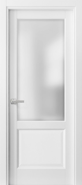 Interior Door & Hardware | Lucia 22 Matte White with Frosted Glass | Bedroom Set