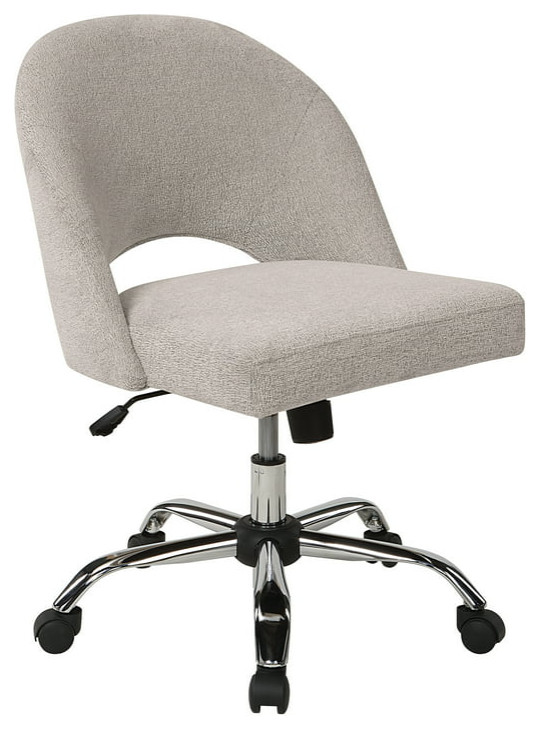 Contemporary Office Chair, Chrome Base & Plush Seat With Curved Open