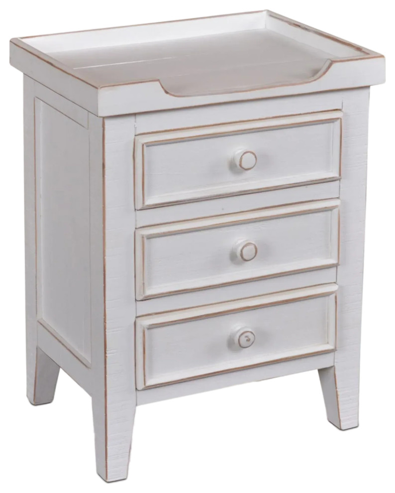 Landon 3 Drawer Tray Top Nightstand White Farmhouse Nightstands