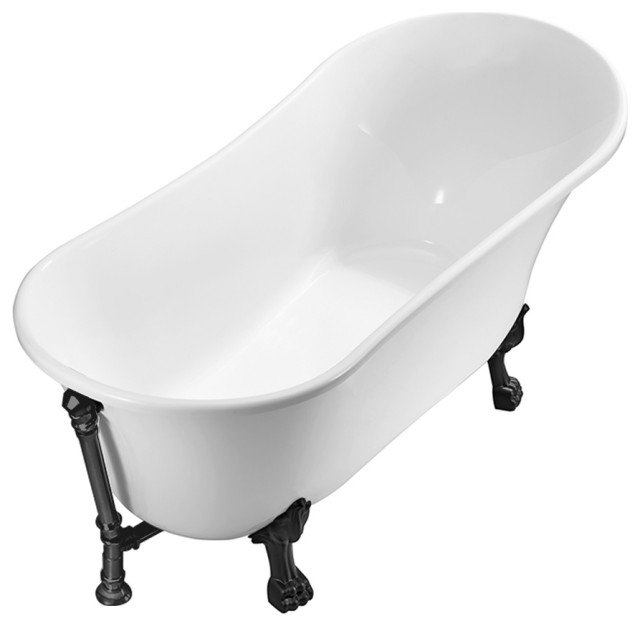 55" Streamline N343BL-BL Clawfoot Tub and Tray With External Drain