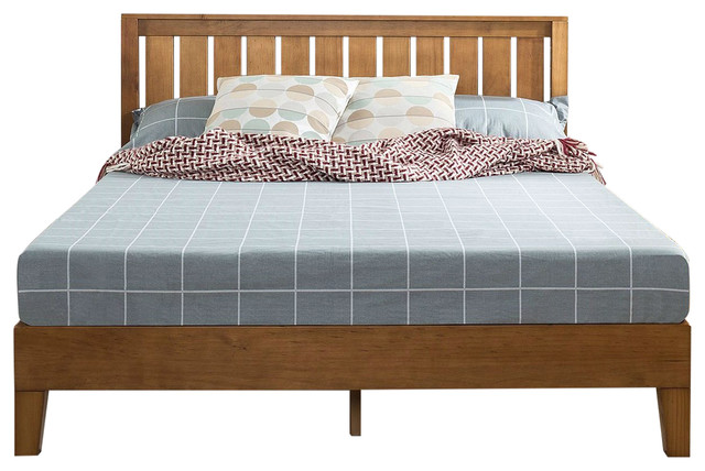Queen Solid Wood Platform Bed Frame, Wooden Platform Bed Frame With Headboard