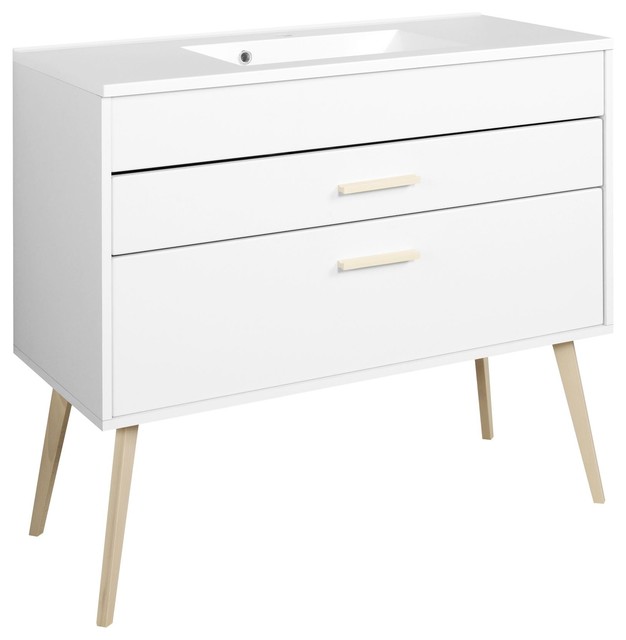 Oslo Bathroom Vanity Unit, Matte White, 80 cm