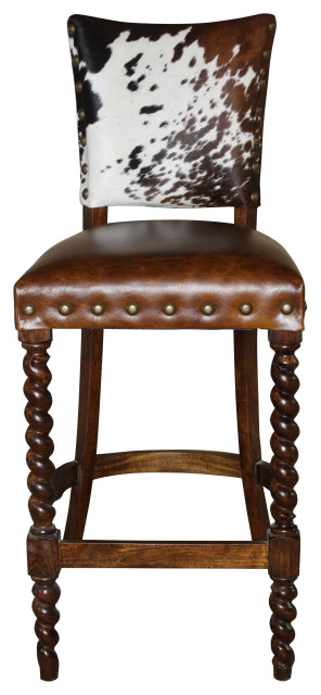 Barley Twist Cowhide Bar Stool Set Of 5 Tan Leather Seat Southwestern Bar Stools And Counter Stools By John Proffitt Home