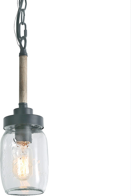 Laluz 1 Light Mason Jar Pendant Lights Galss Transitional Lighting