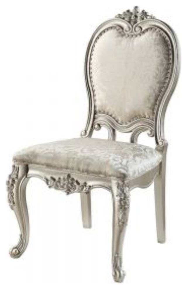 ACME Bently Side Chair, Set of 2, Fabric and Champagne Finish