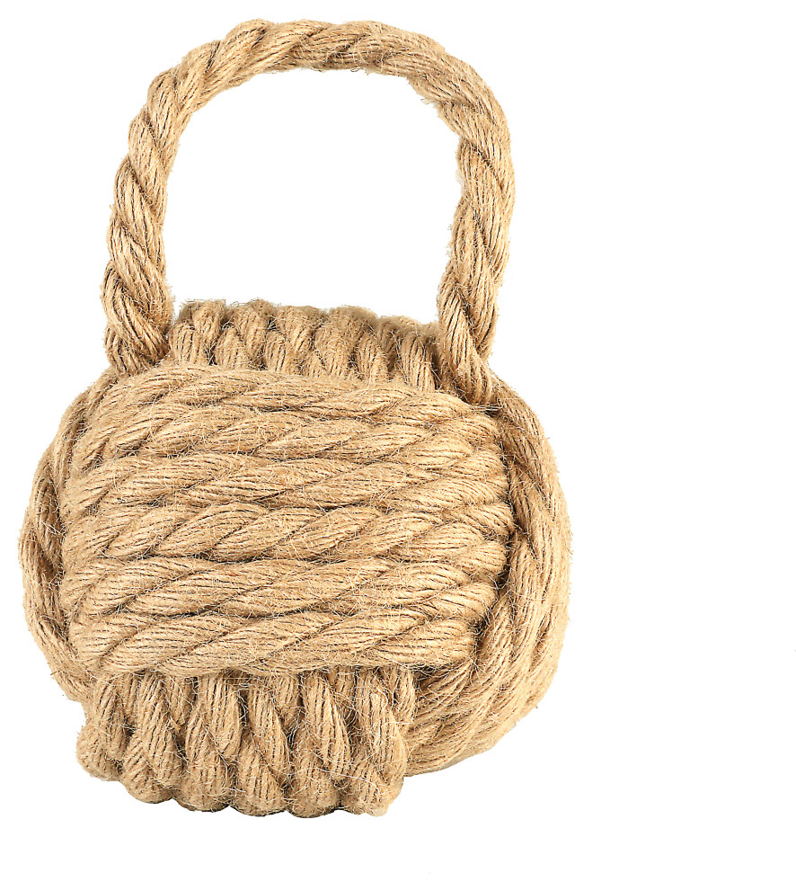 Nautical Rope Knot Decorative Cotton Door Stop, Grey Beach Style