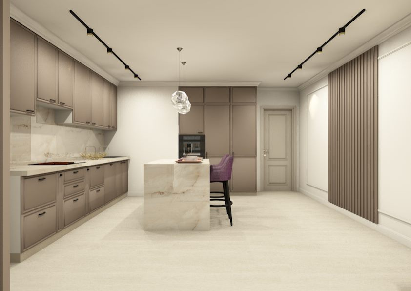 Гостиная-кухня в стиле неоклассика