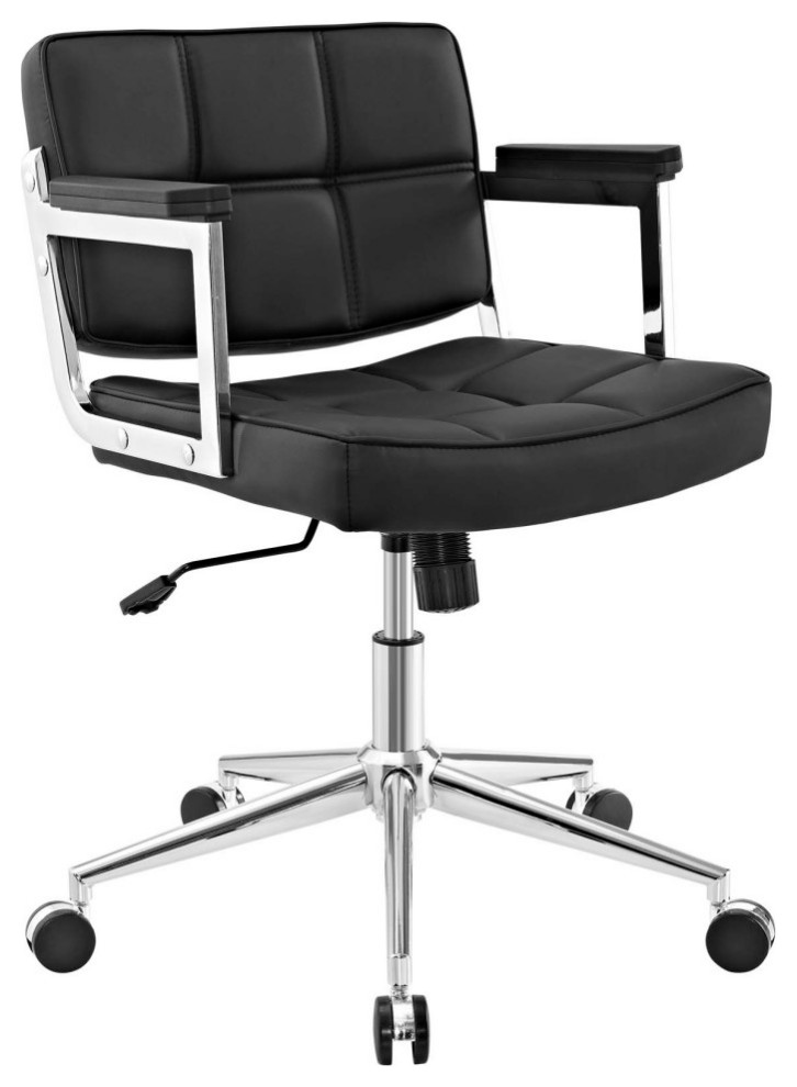 Black Portray Mid Back Upholstered Vinyl Office Chair Modern Office