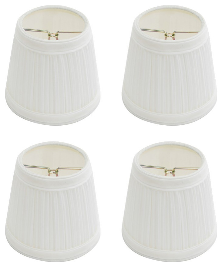 Lamp Shade White Fabric 4 1/16" Mini Clip On 4 Pack Traditional