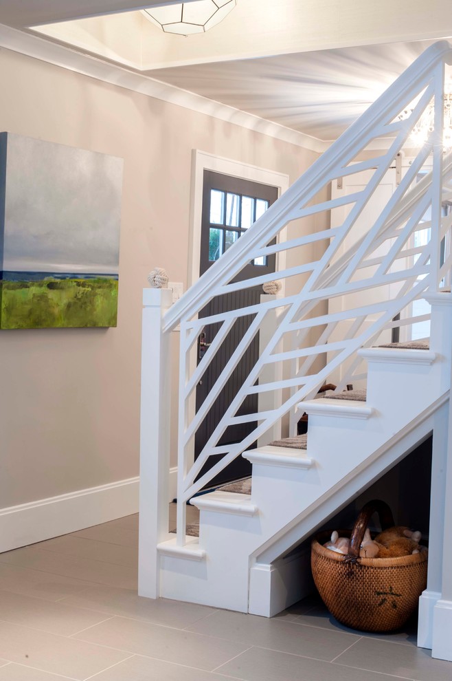 Design ideas for a mid-sized beach style staircase in Other.