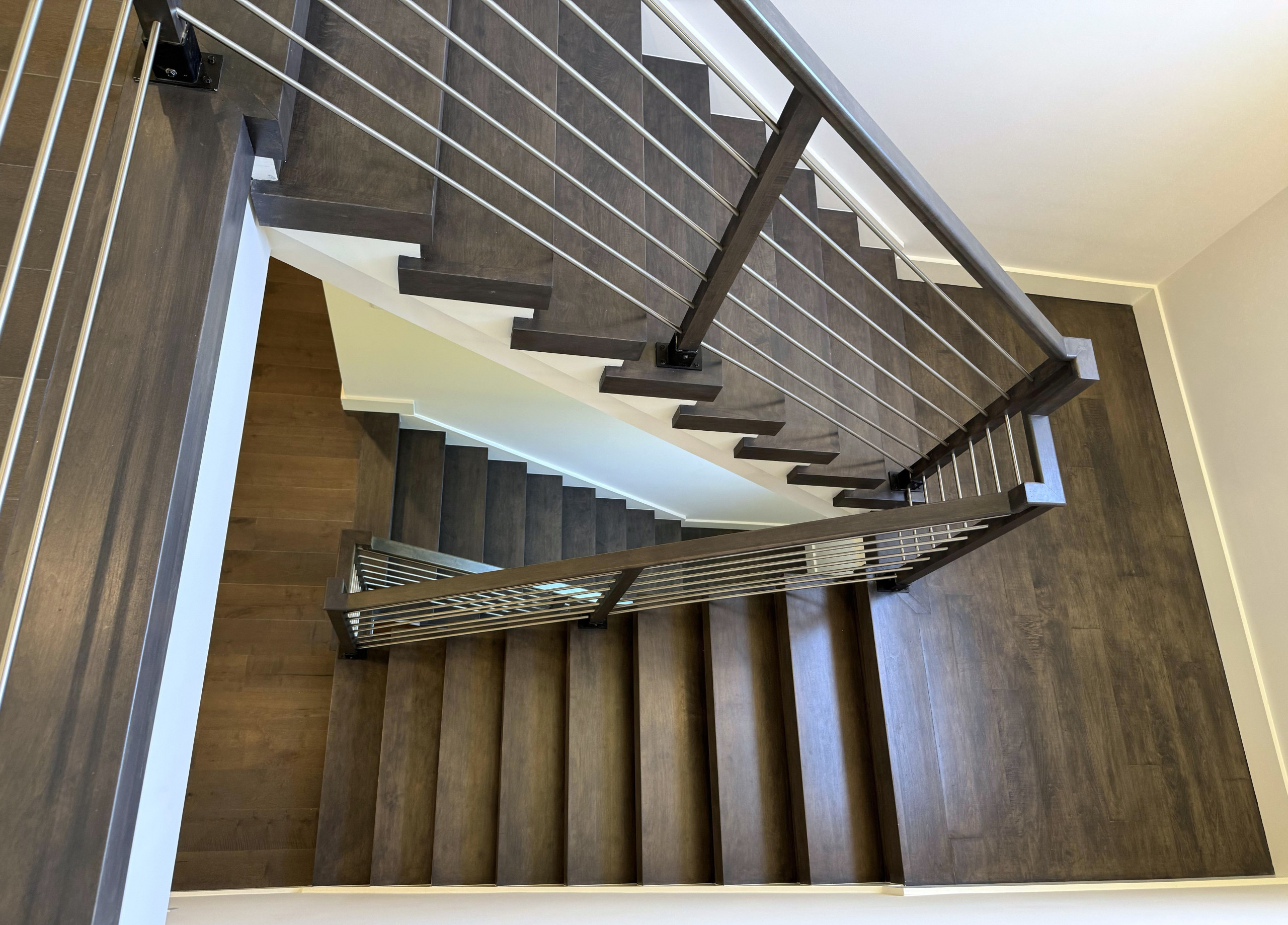 137_Transitional Maple Staircase with Stainless Steel Rail, Clifton, VA 2014