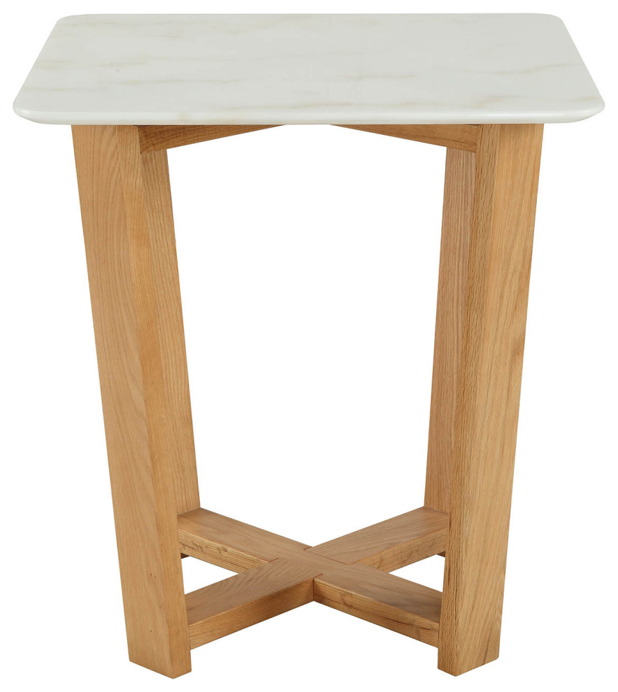 Marble Top Solid Wood Side Table Transitional Side Tables And End