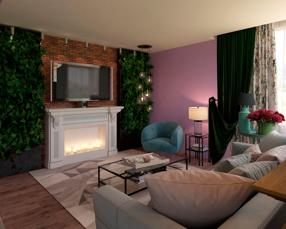 Кухня-гостиная в стиле фьюжн ЖК "Московские водники"