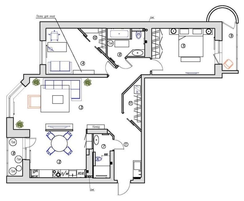 Трехкомнатная квартира в Екатеринбурге