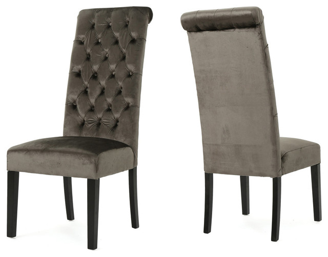 Gdf Studio Leona Tall Back Tufted New Velvet Dining Chairs Gray Set Of 2 Gdf Studio Leona Tall Back Tufted New Velvet Dining Chairs Gray Set Of 2