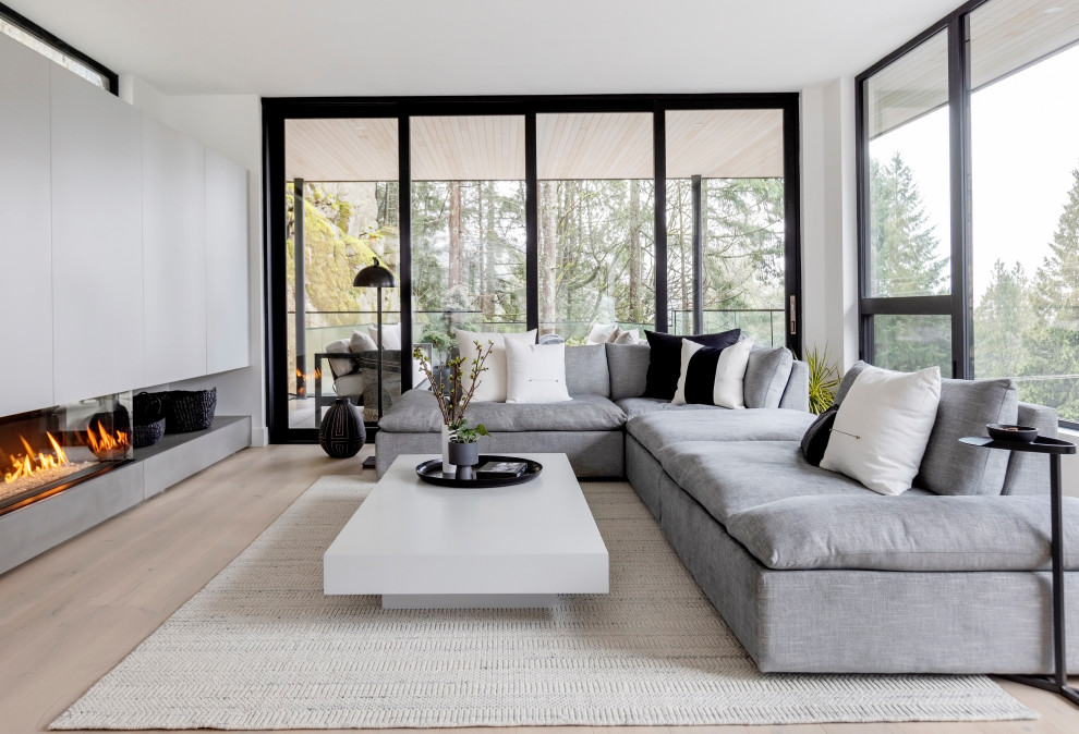 Example of a minimalist living room design in Vancouver