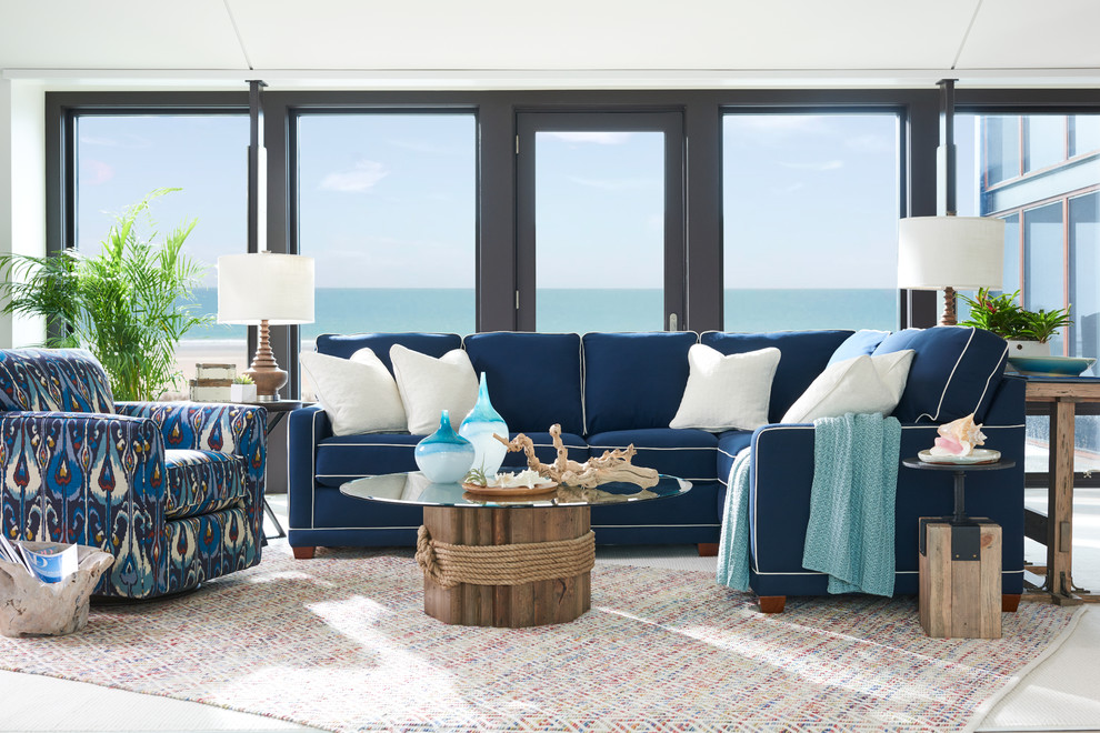 Design ideas for a beach style living room.