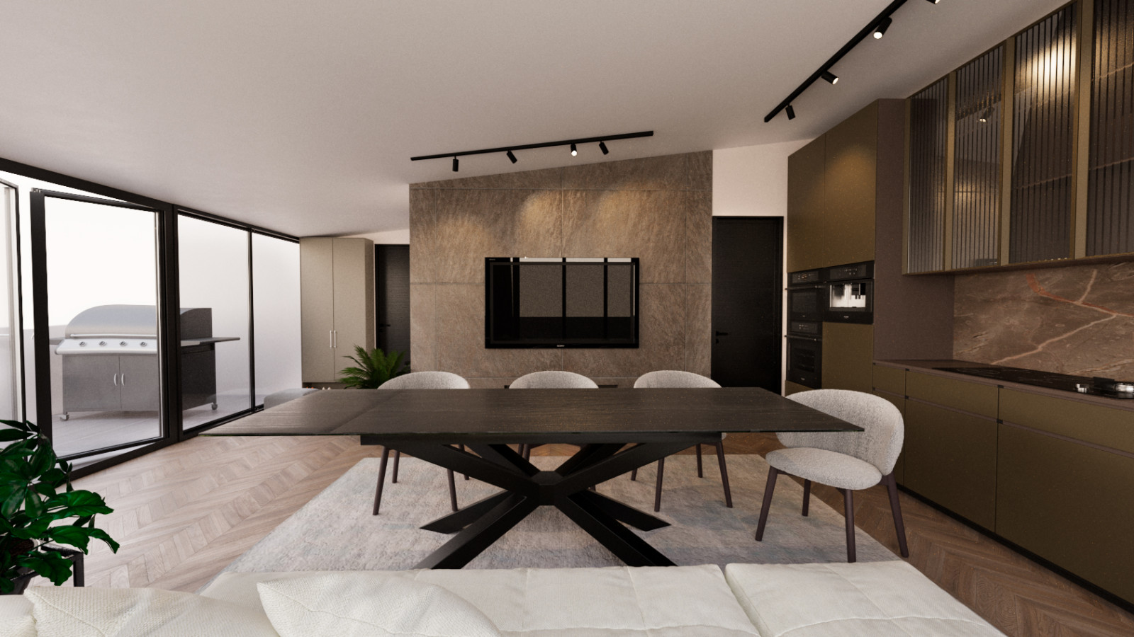 Интерьер пентхауса в стиле минимализм