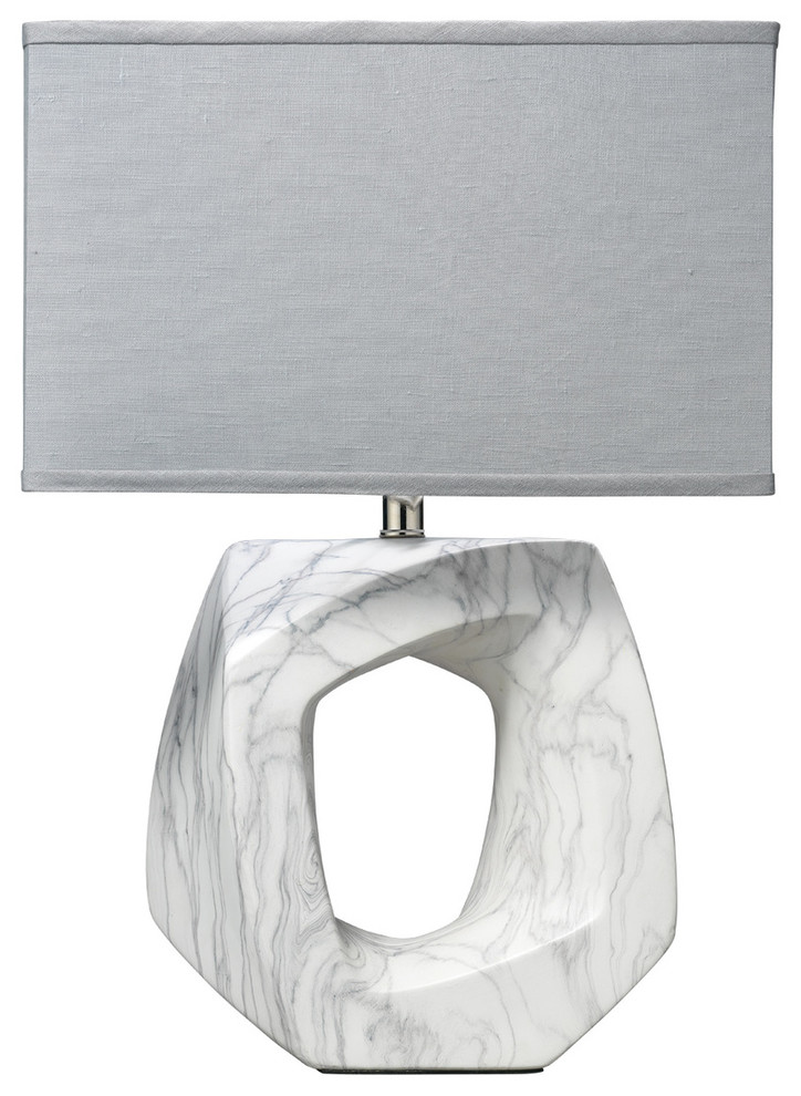 Jamie Young Quarry Table Lamp in Marbled Ceramic with Medium Rectangle Shade