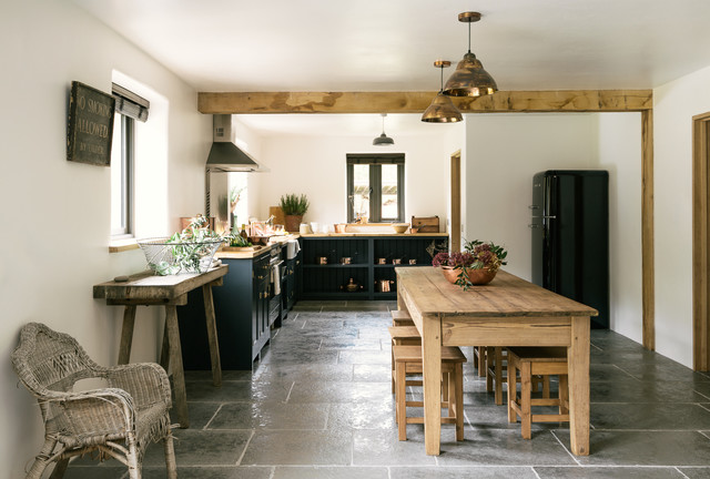 The Leicestershire Kitchen in the Forest || Worn Grey Limestone rustic-kitchen