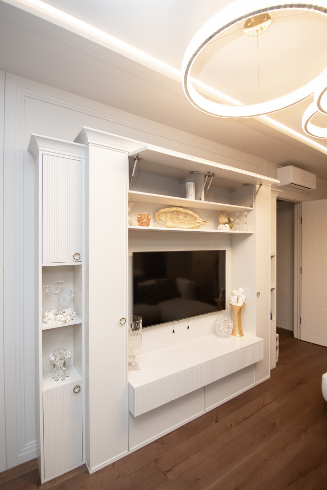 Стеллаж в гостиную для оформления ТВ-зоны