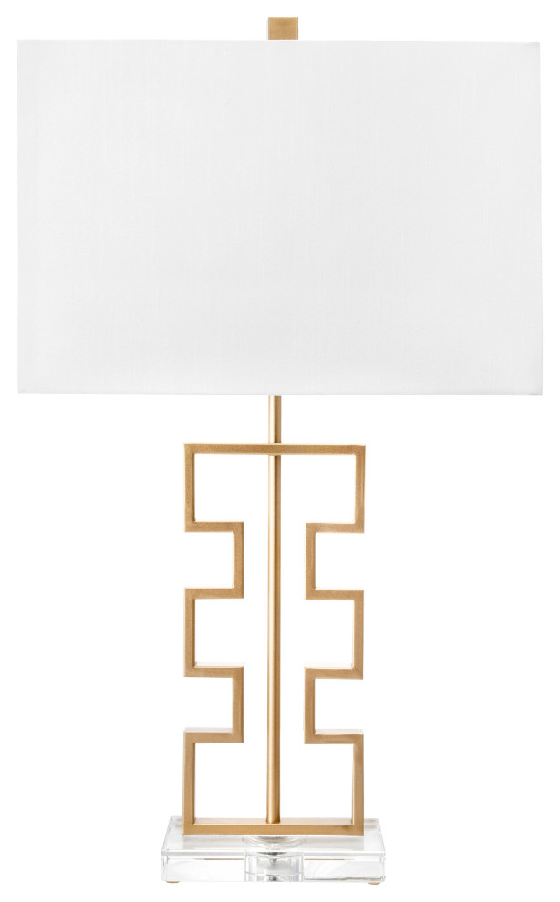 Nuloom 28" Iron King Frame Cloth Shade Metal/Crystal Brass Table Lamp