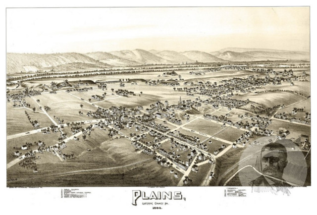 Old Map of Plains Pennsylvania 1892, Vintage Map Art Print, 24"x36"