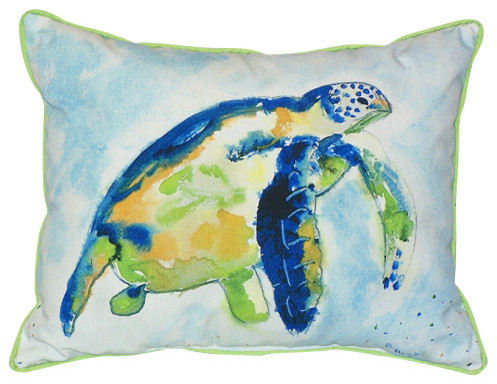 Betsy Drake Blue Sea Turtle Pillow- Indoor/Outdoor - Beach Style ... Betsy Drake Blue Sea Turtle Pillow- Indoor/Outdoor - Beach Style ...