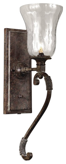 Antique Saddle Single Light Wall Sconce From The Galeana Collection