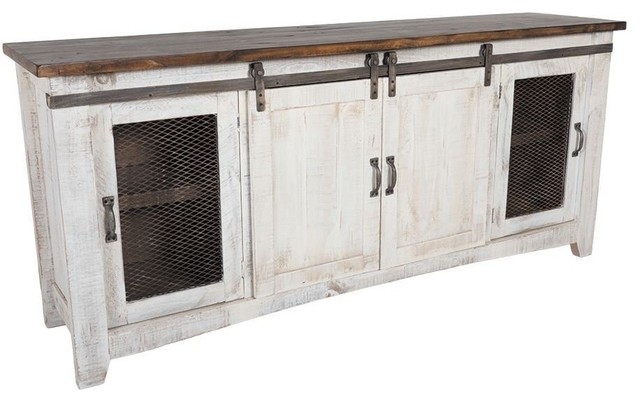 rustic tv stand with sliding barn doors