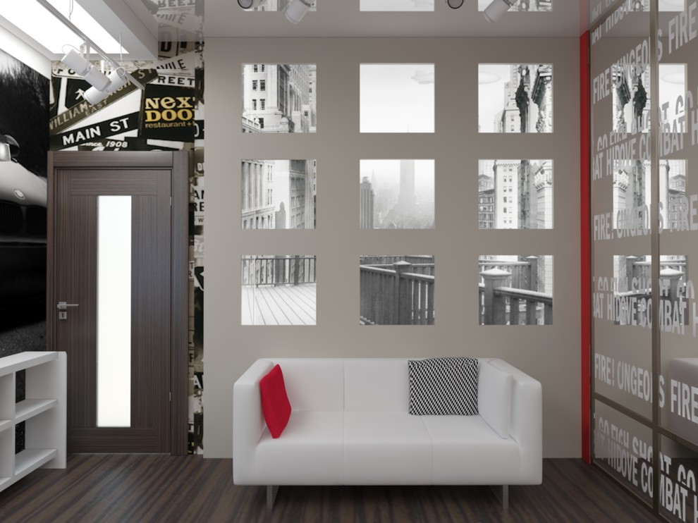 Интерьер загородного дома с красными акцентами