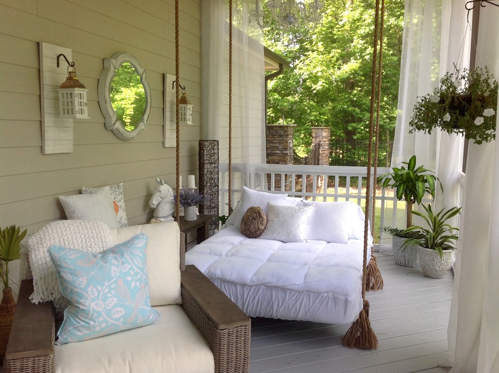 Screened Porch With Hanging Bed Transitional Veranda Raleigh By Highland Thistle Productions