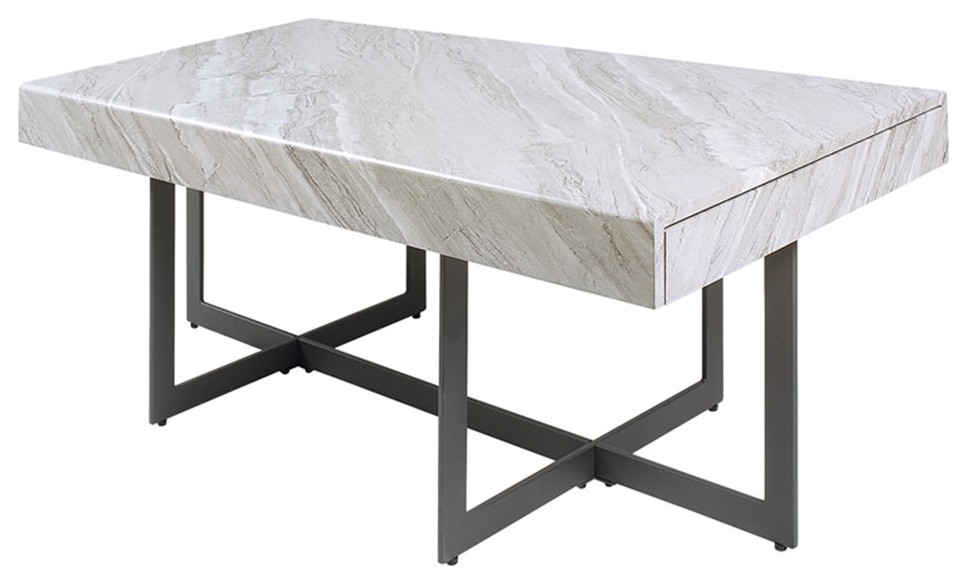 Furniture of America Vasket Contemporary Metal 2-Drawer Coffee Table in Gray
