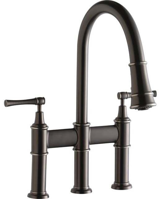 Elkay Explore Pull Down Spray Kitchen Faucet Lkec2037as Elkay Explore Bridge Faucet W Pull Down Spray Lever Handles Antique Steel