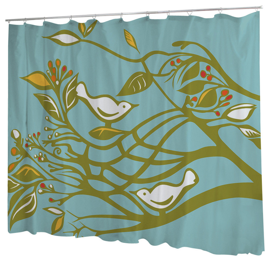 Uneekee Spring Birds Shower Curtain