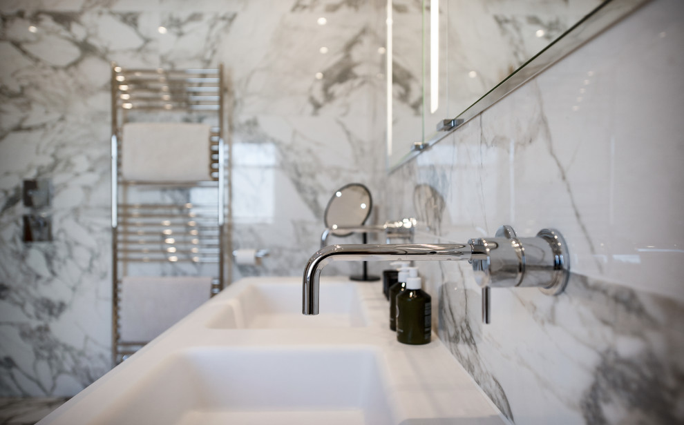 Design ideas for a contemporary bathroom in London.