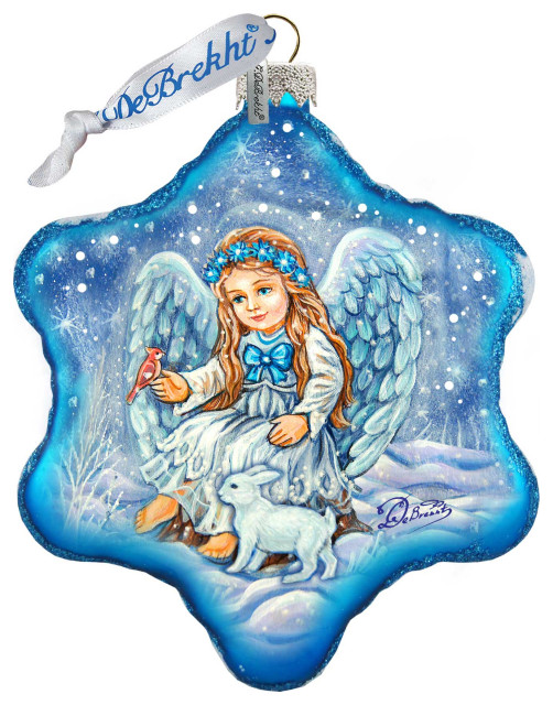 Angel with Bunny Showflack Ornament - Traditional - Christmas Ornaments ...